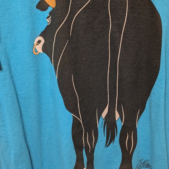 Angry Bull Men's XL blue 100% cotton t shirt front and back pic of bull - Picture 7 of 10